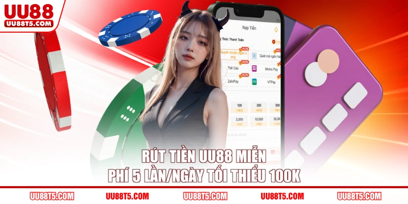 Rút tiền UU88 miễn phí 5 lần/ngày tối thiểu 100k